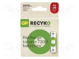 Re-battery: Ni-MH; AA; 1.2V; 2600mAh; ReCyko; blister; Ready2Use