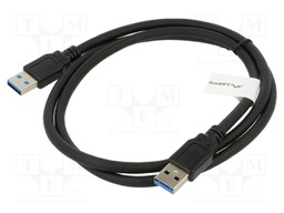 Cable; USB 3.0; USB A plug x2; nickel plated; 1m; black; Core: Cu