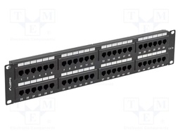 Patch panel; black; Number of ports: 48; Cat: 5e; RJ45 socket x48