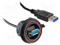 Cable; USB 3.0; USB A plug; gold-plated; 500mm; black; IP68,IP69K