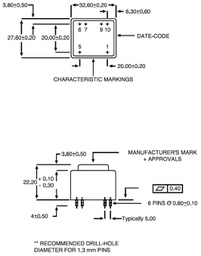 Transformer: encapsulated; 1.8VA; 117VAC; 15V; 15V; 60mA; 60mA
