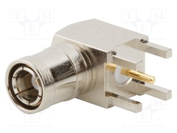 Socket; SMB; female; angled 90°; 50Ω; THT; teflon; gold-plated