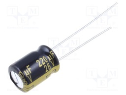 Capacitor: electrolytic; low impedance; THT; 220uF; 25VDC; ±20%