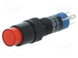 Switch: push-button; Pos: 2; SPDT; 0.5A/250VAC; 1A/24VDC; red; red