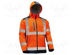 Softshell jacket; Size: M; orange-navy blue; warning