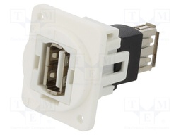 Coupler; USB A socket,both sides; FT; USB 2.0; plastic; 19x24mm