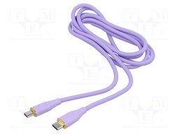 Cable; USB 2.0; USB C plug,both sides; 1.5m; violet; 480Mbps; 60W