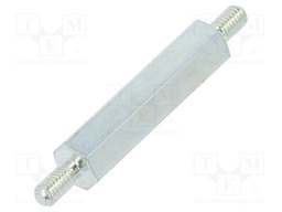 Screwed spacer sleeve; 25mm; Ext.thread: M3; hexagonal; steel