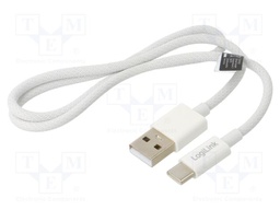Cable; USB 2.0; USB A plug,USB C plug; 500mm; white; 480Mbps; 60W