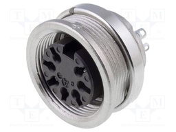 Connector: M16; female; for panel mounting,rear side nut; IP40
