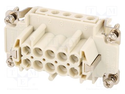 Connector: HDC; contact insert; female; S-E; PIN: 10; 10+PE; 16A