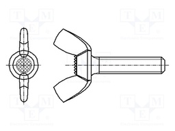 Screw; M5x12; DIN: 316; Head: wing; none; steel; zinc; 12mm