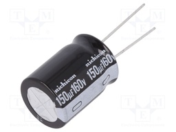 Capacitor: electrolytic; THT; 150uF; 160VDC; Ø18x25mm; Pitch: 7.5mm