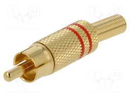 Plug; RCA; male; with strain relief; straight; soldering