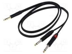 Cable; Jack 6,3mm plug,Jack 6,3mm plug x2; 1.5m; black; PVC