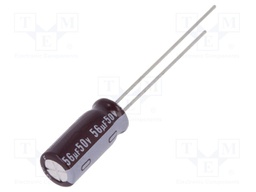 Capacitor: electrolytic; low impedance; THT; 56uF; 50VDC; ±20%