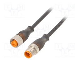 Cable: for sensors/automation; PIN: 4; M12-M12; 0.6m; plug; plug