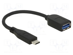 Cable; USB A socket,USB C plug; 0.1m; black; 26AWG,32AWG; 10Gbps