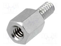Screwed spacer sleeve; Int.thread: UNC4-40; 6mm; brass; nickel