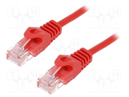 Patch cord; U/UTP; 5e; stranded; CCA; PVC; red; 1.5m; 26AWG
