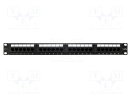 Patch panel; black; Number of ports: 24; Cat: 5e; RJ45 socket x24