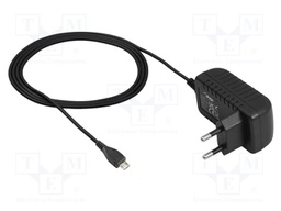 Power supply: switching; mains,plug-in; 5VDC; 2A; Out: USB B; black