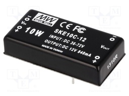 Converter: DC/DC; 10W; Uin: 36÷72V; 12VDC; Iout: 840mA; 2"x1"; 32g