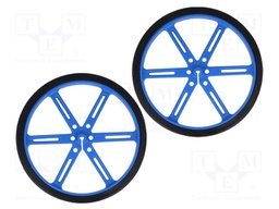 Wheel; blue; Shaft: D spring; Pcs: 2; push-in; Ø: 90mm; Shaft dia: 3mm