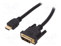 Cable; HDMI 1.4; DVI-D (18+1) plug, HDMI plug; 10m; black; 30AWG