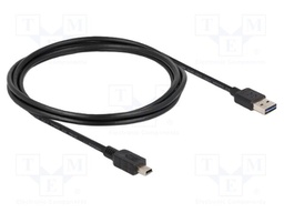Cable; USB 2.0; USB A plug double sided,USB B mini plug; 2m
