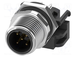 Connector: M12; socket; PIN: 5; male; 60V; straight; IP67; THT; B code
