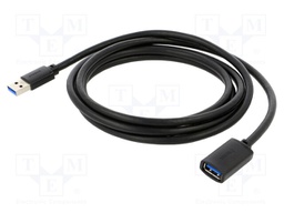 Cable; USB 3.0; USB A socket,USB A plug; 2m; black