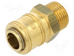 Quick connection coupling EURO; brass; Ext.thread: 1/2"