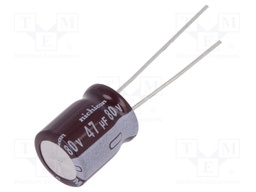 Capacitor: electrolytic; low impedance; THT; 47uF; 80VDC; ±20%