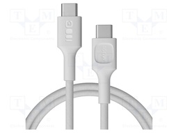 Cable; USB C plug,both sides; 1.2m; white; 480bps; textile; 100W