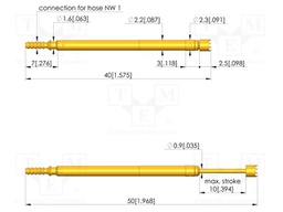 Test needle; Spring compression: 6mm; 10mm; 2A; steel; gold-plated