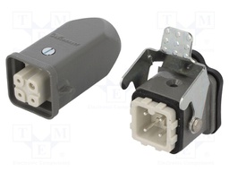 Connector: HDC; male + female; S-A; PIN: 4; 3+PE; size 3A; straight