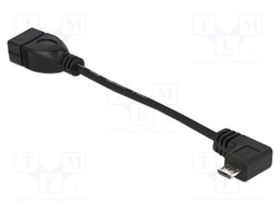Cable; OTG,USB 2.0; 0.11m; black; 24AWG,28AWG; Øcable: 4.7mm
