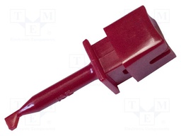 Clip-on probe; hook type; 10A; red; Contacts: beryllium copper