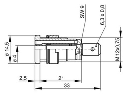 Connector: 4mm banana; socket; 32A; 1kV; brown; gold-plated; 33mm