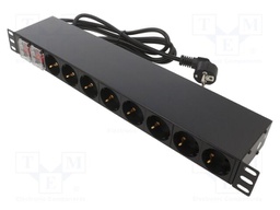 Plug socket strip: supply; Sockets: 16; 230VAC; 16A; black; 2m; IP20