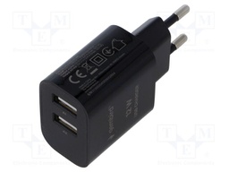 Power supply: switching; mains,plug-in; 5VDC; 2.4A; 12W; black