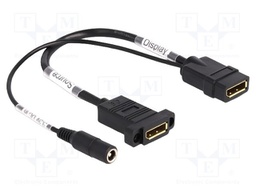 Cable; DC socket,DisplayPort socket,both sides; Len: 0.3m; black