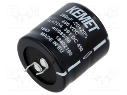 Capacitor: electrolytic; 390uF; 450VDC; ESR: 394mΩ; SNAP-IN; ±20%