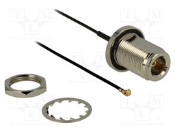 Cable; 130mm; IPEX MHF 1,N female; black; Øcable: 1.37mm; 50Ω