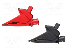 Crocodile clip; 30A; 1.5kVDC; red and black; Socket size: 4mm