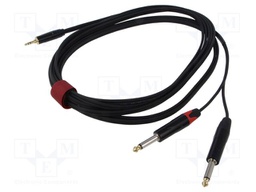 Cable; Jack 3.5mm plug,Jack 6,3mm plug x2; 5m; black; PVC