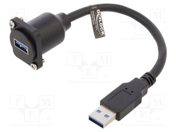 Cable; connection 1: 1; USB A socket,USB A plug; 0.2m; black