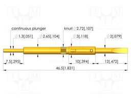 Test needle; Spring compression: 6mm; 7mm; 8A; steel; gold-plated