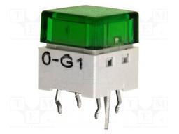 Keypad; SPST-NO; Pos: 2; 0.05A/24VDC; THT; LED; green; 1.57N; 11mm